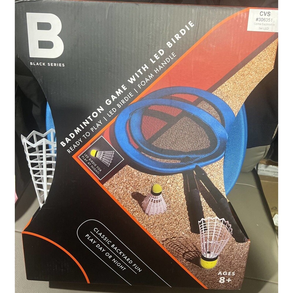 Black Series Badminton Game Set With LED birdie & Standard Birdie foam handles